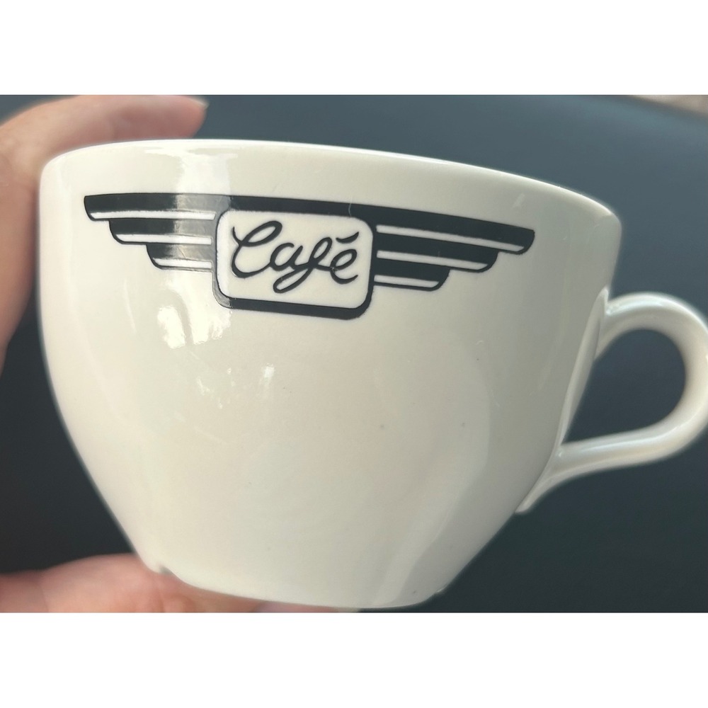 John Tams England Cafe Cup and Saucer Set White Black Retro Logo 2 Piece Set - Picture 6 of 10